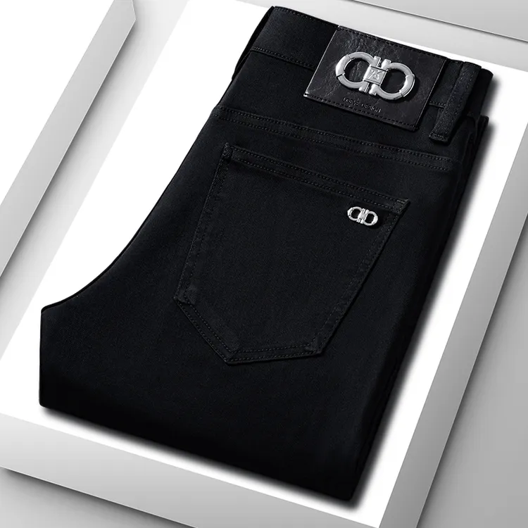 新款黑色男士牛仔裤子修身弹力商务休闲裤子潮流男款时尚百搭秋季
