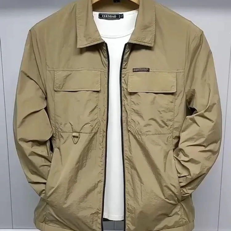 衣男款轻奢夏季翻领休闲防晒服夹克中年轻薄防紫外线外套男优质棉