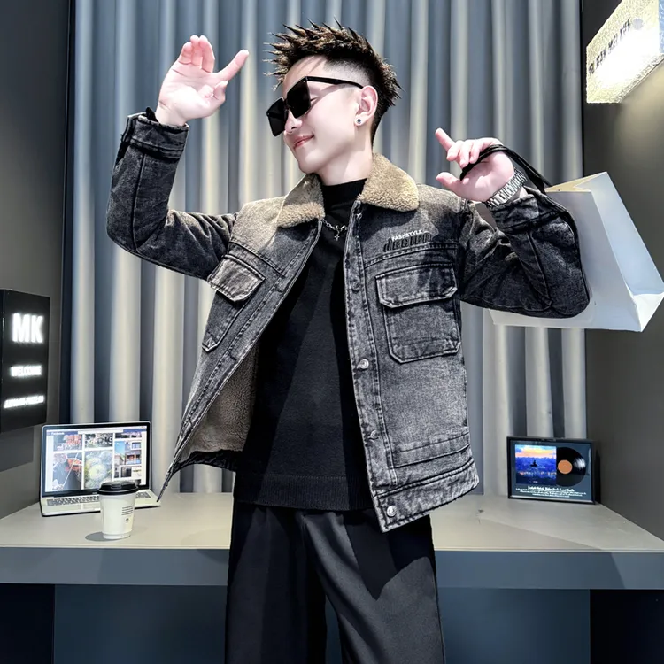 棉服男款冬季2025新款爆款牛仔棉衣外套男生衣服高级感男装棉袄子