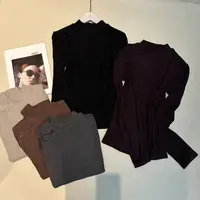 《姚家优麦汇》Y6979秋冬款磨毛半高领时尚百搭长袖显瘦上衣款女