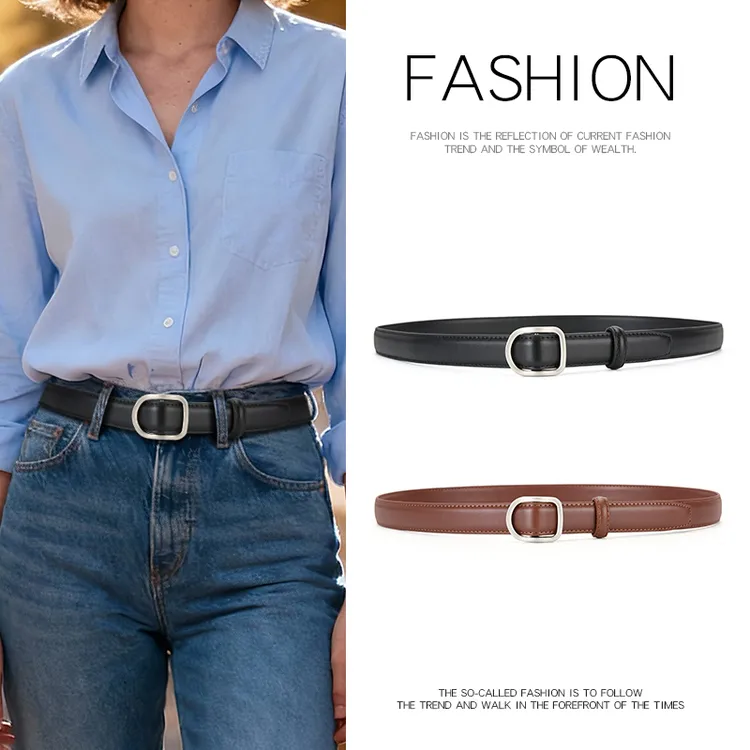 无孔皮带免打孔牛仔裤韩系学生复古女腰带时尚裤带真皮皮带裤腰带