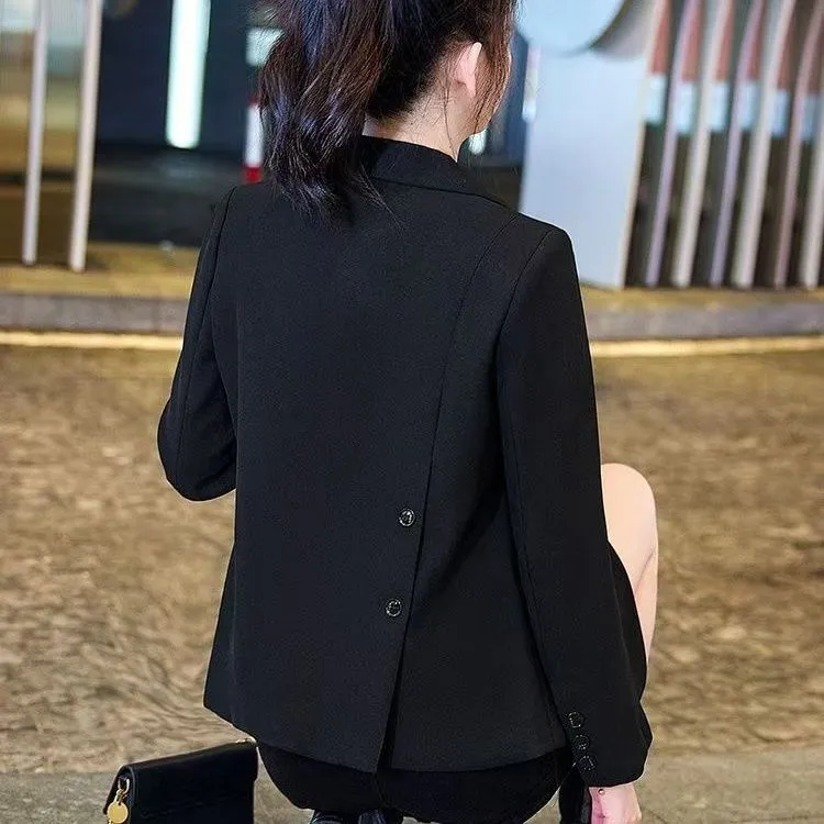 2025秋季白色小个子短款简约纯色女一粒扣西装百搭黑色韩版小西服