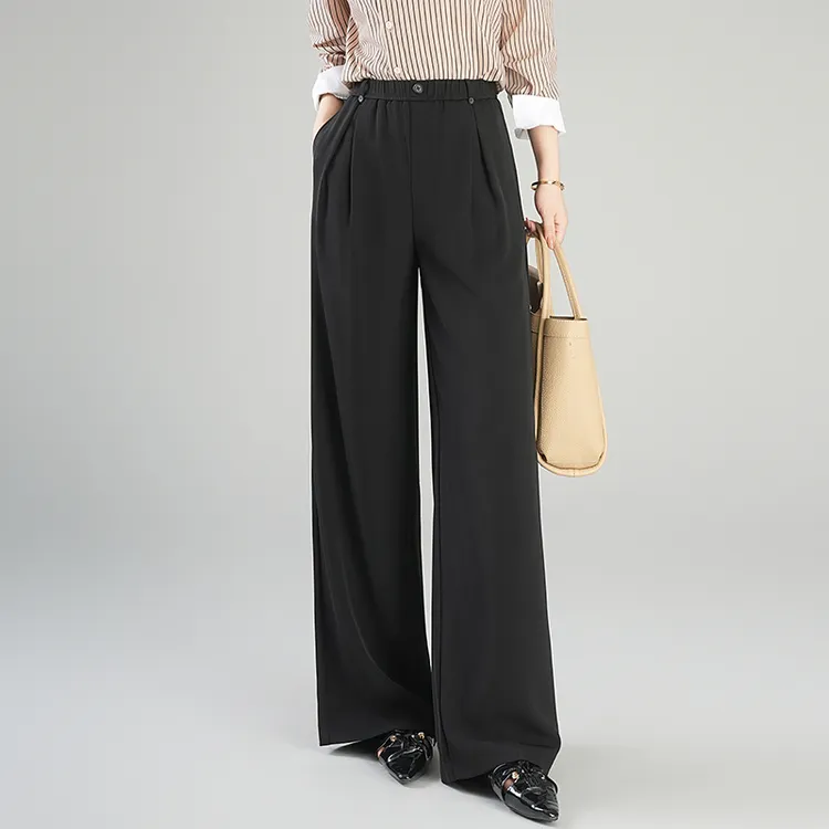 正品2025夏季新款高腰休闲阔腿裤垂感韩版高级感西装拖地裤爆款