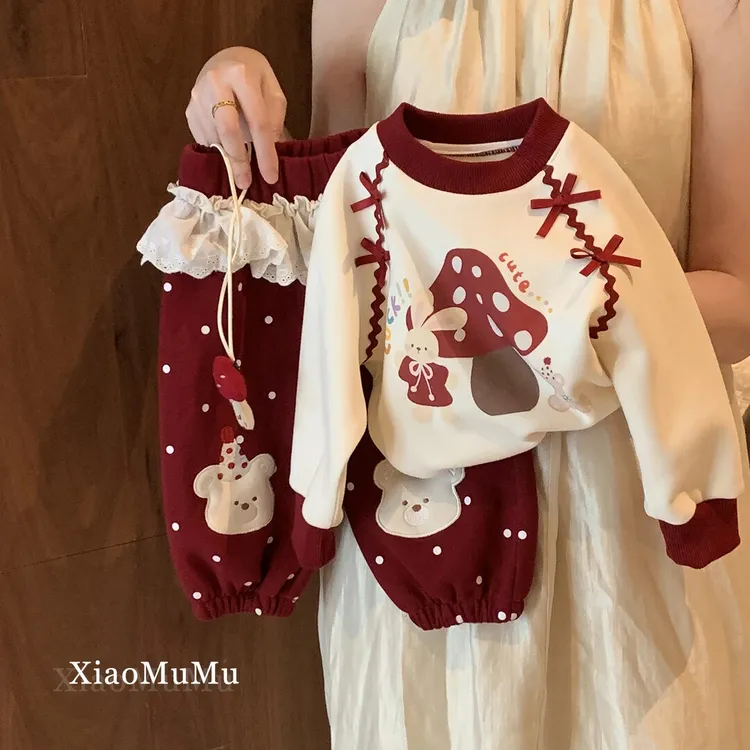 女童洋气套装休闲秋装2025新款小童女宝宝卫衣卫裤两件套