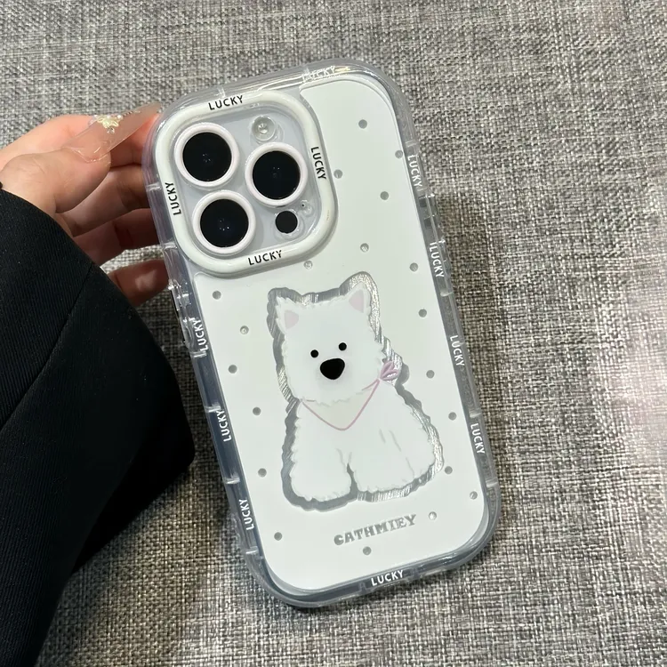 可爱波点西高地适用苹果17promax手机壳15小米14vivo华为p70oppo