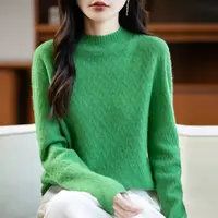 【崔万志优选】100羊毛衫一线成衣半高领温柔麦穗提花羊毛衫