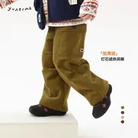 允儿妈女童冬季加绒加厚灯芯绒直筒裤儿童保暖休闲裤宝宝防风裤子