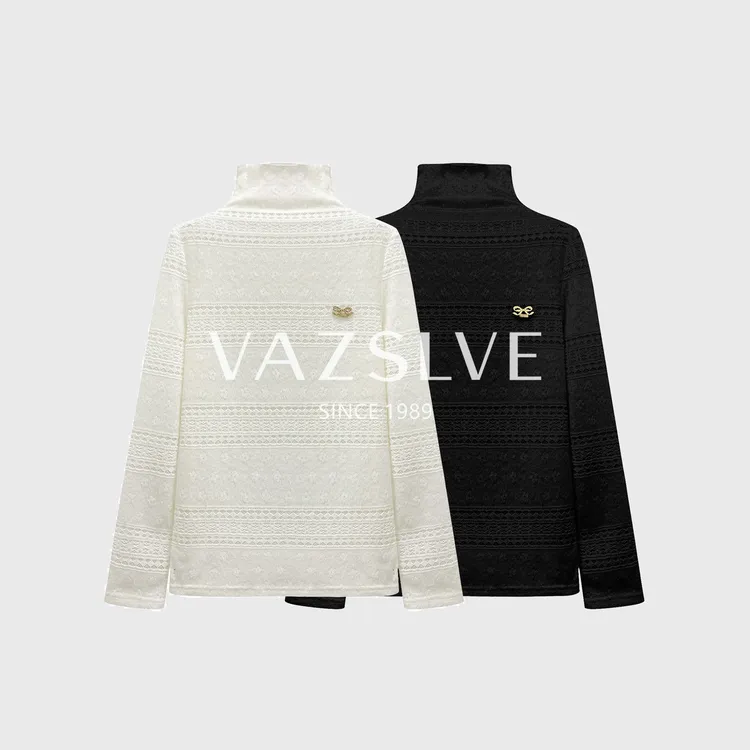 #【VAZSLVE/全新奢品】捡漏 植绒蕾丝T恤2025秋冬个性上衣#68681