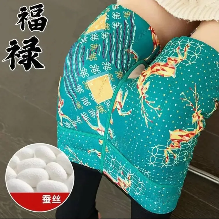 福鹿高腰蚕丝打底保暖棉裤冬季外黑里花踩脚柔软.