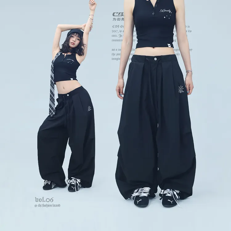 【达人专属】CBXLAB街舞潮牌黑色极简山本风工装长裤美式嘻哈街头