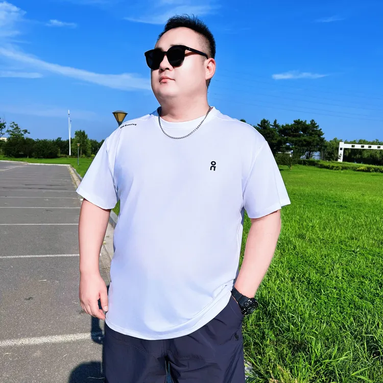 大码男装夏季冰丝半袖  男士加大圆领薄款速干短袖71313