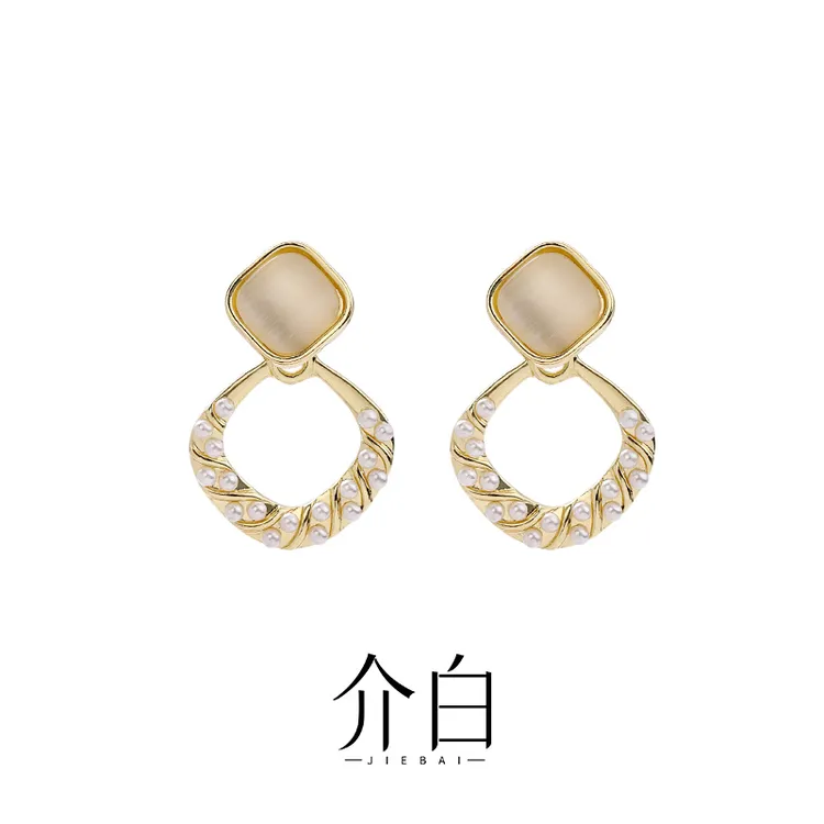 铜合金耳饰 精致复古女几何金色气质日韩耳环冷淡风耳饰商务风