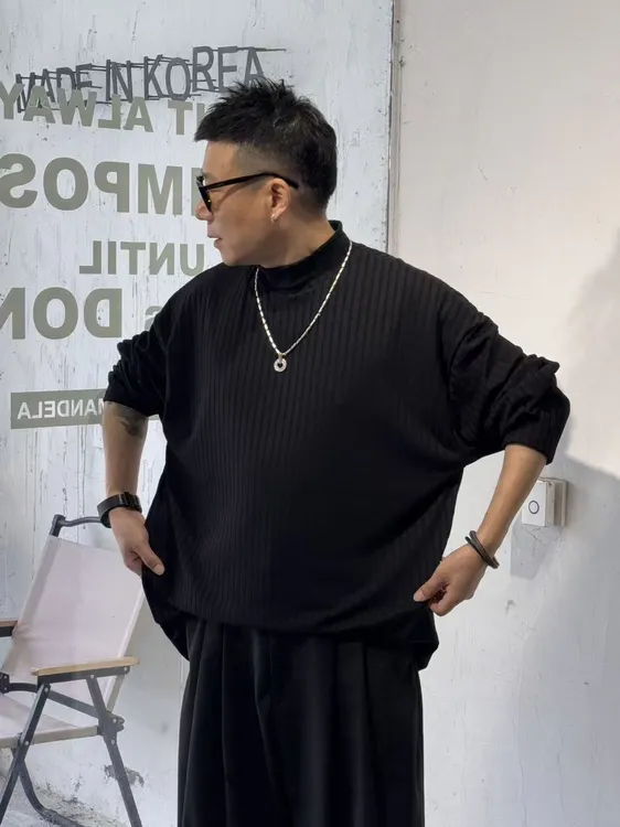 #韩国大叔&正品韩货#「谁穿谁好看的」小中领条纹打底长袖 