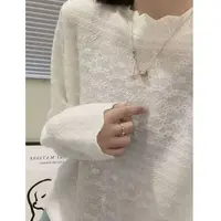 秋冬打底衫女长袖百搭花边针织长袖女毛针织衫毛衣套头高级感内搭