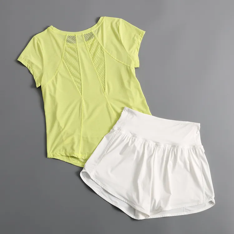 运动套装女宽松休闲晨跑步速干短袖罩衫透气普拉提瑜伽上衣健身服