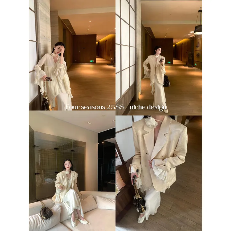 区区欧阳 西装外套女秋季新款设计感小众宽松复古高级感西服