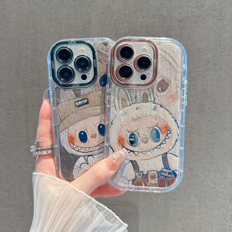 拉布布适用苹果15手机壳华为oppo小米vivo镜面iphone14/13pro情侣