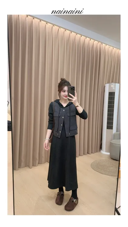 奈奈妮【悉尼海岸】连衣裙女2025小个子秋冬显瘦时尚百搭3870