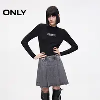 ONLY2025秋季新款优雅气质半高领显瘦字母打底针织衫女|125424003