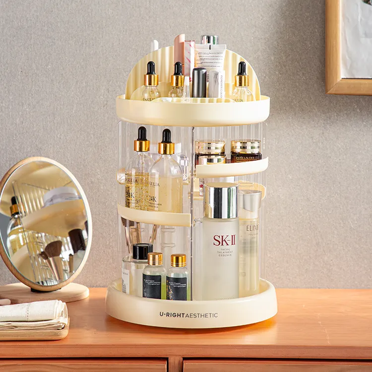 化妆品收纳架多层透明PP防尘桌面口红梳妆台化妆刷护肤品收纳架