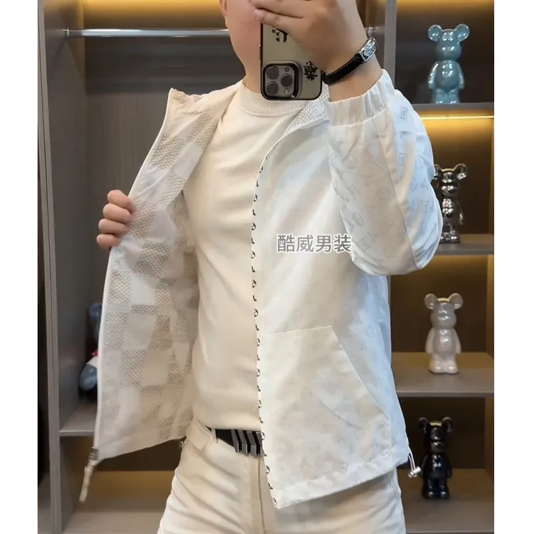 男士春秋时连帽两面穿夹克外套修身时尚百搭潮流
