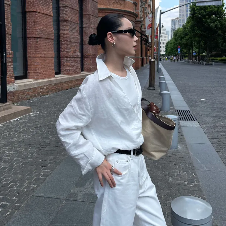 PURITY YH小众简约韩系百搭假两件秋季新款女上衣显瘦套头衬衫