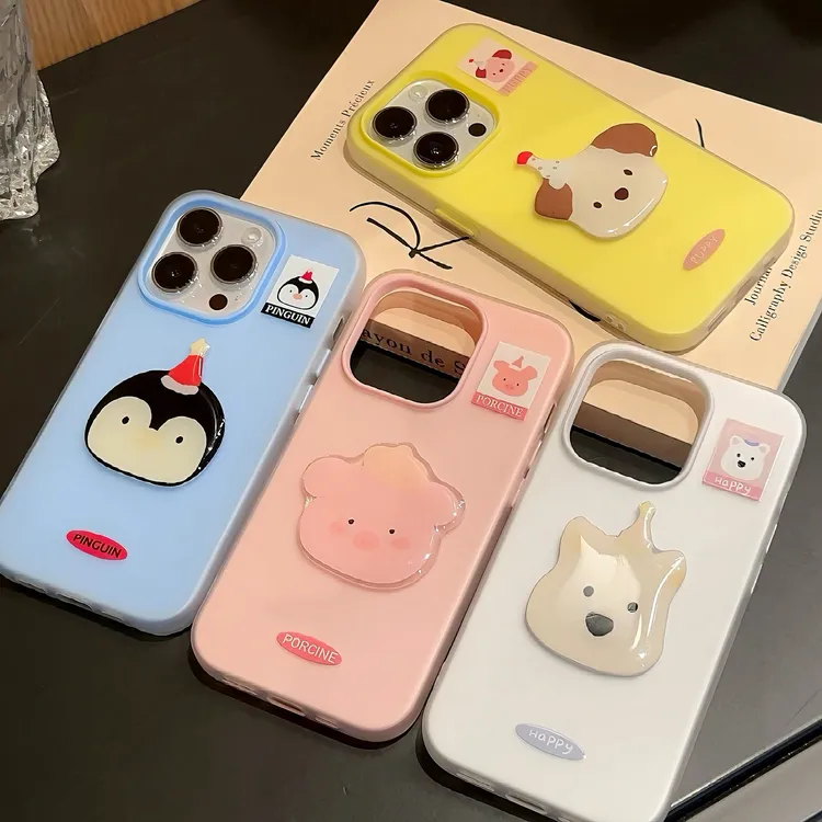 可爱西高地企鹅贴片适用苹果16肤感手机壳iPhone华为vivo小米oppo