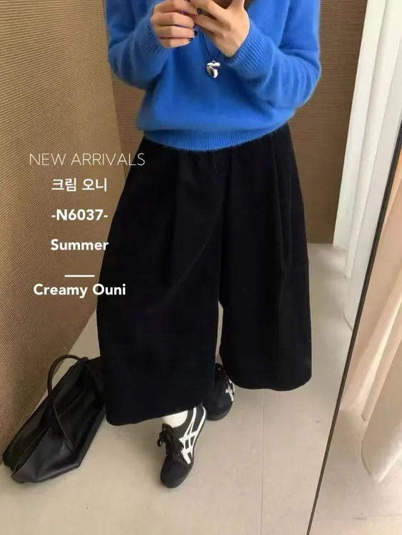 米满满-奶油欧尼（ 6037#）百搭宽松毛呢月牙裤