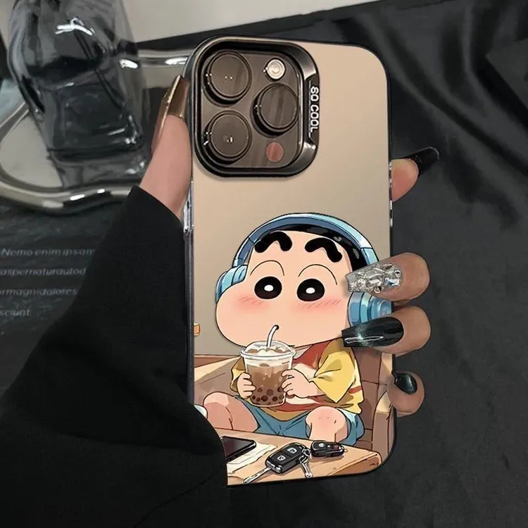 奶茶小新适用13pro苹果系列磨砂彩银手机壳14promax15/16plus/12