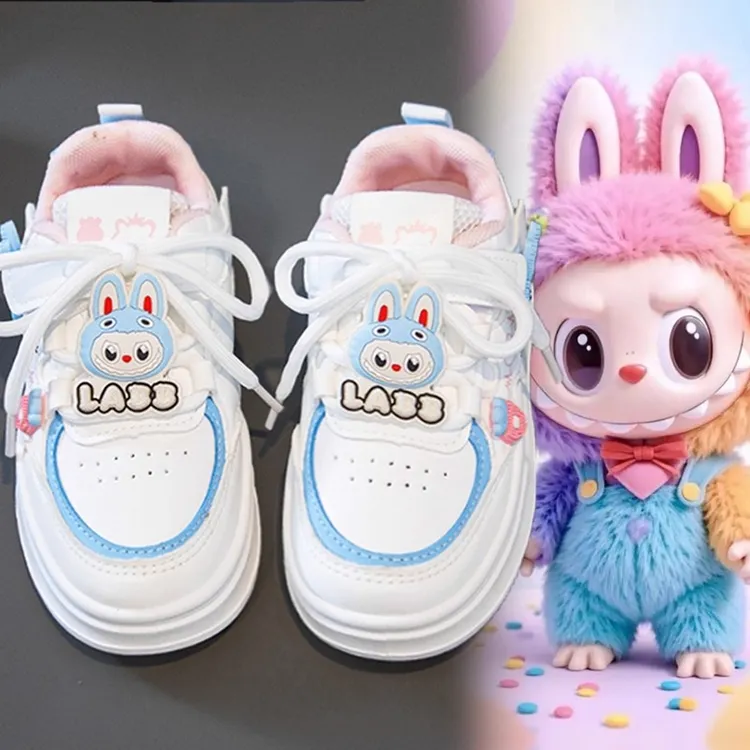 拉布布女童运动鞋2025新款秋季儿童皮面防水女孩小白鞋中大童板鞋