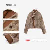 YUNSHUIHE/云水禾两面穿轻柔小湖羊皮毛一体外套