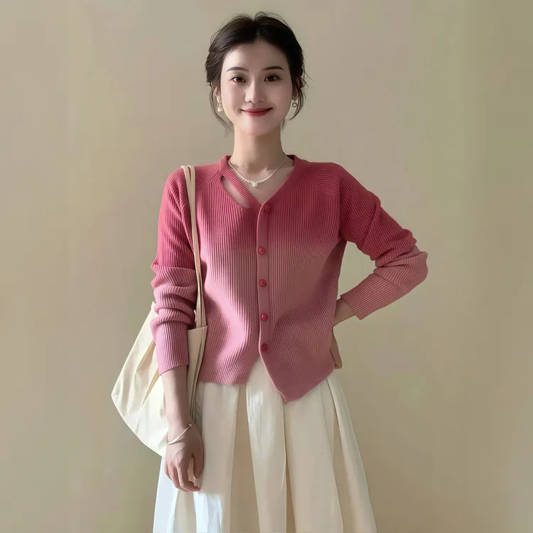 秋装搭配一整套大码胖mm显瘦针织上衣半身裙子盐系穿搭减龄套装女