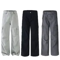 秋冬新款美式复古潮牌工装裤男生潮流高级感阔腿休闲宽松直筒裤子