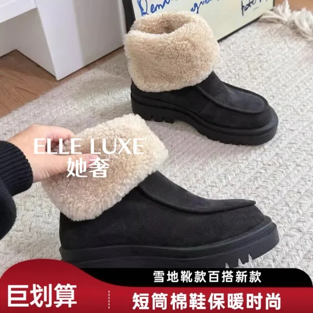 短筒雪地靴棉鞋时尚保暖加绒冬季百搭雪地靴女款爆款2025新款靴子