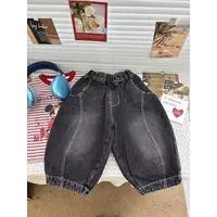 韩系男小童秋季新款简约明线款哈伦阔腿长裤男宝宝休闲牛仔裤