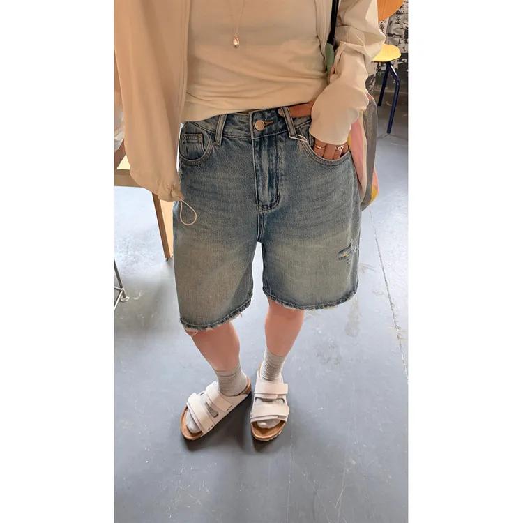 苏安家“破烂牛仔中裤”超软糯超舒服夏季凉感显瘦百搭牛仔短裤中裤