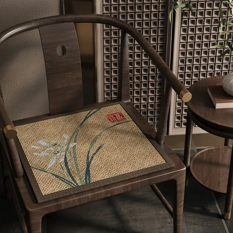 夏天凉感竹编坐垫新中式办公室椅子坐垫椅垫透气防滑榻榻米餐椅凳