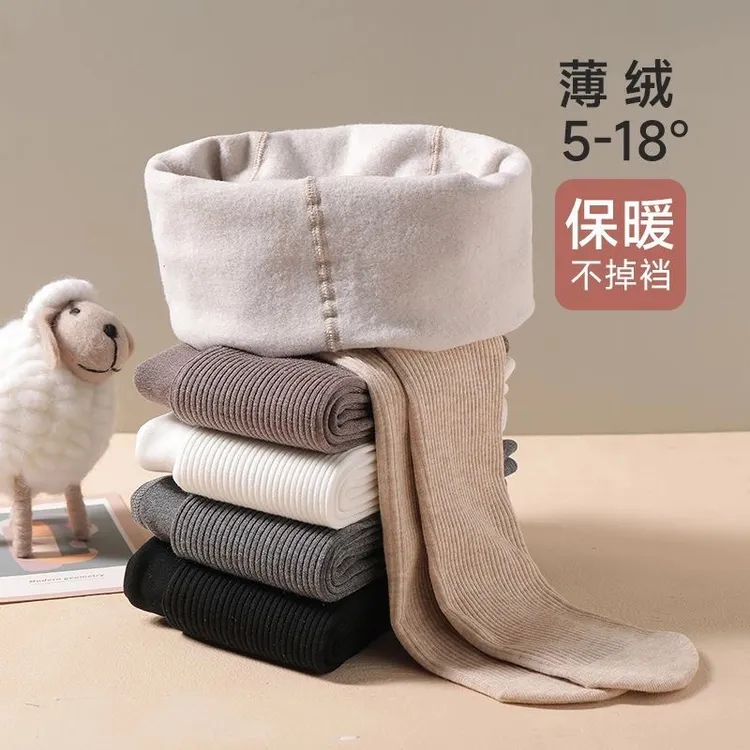 加绒加厚儿童连裤袜外穿秋冬季中厚宝宝一体绒公主薄绒女童打底裤