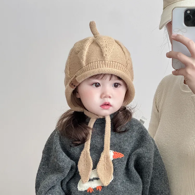 宝宝帽子冬天毛线帽可爱韩版超萌加厚保暖针织护耳帽婴幼儿防风帽