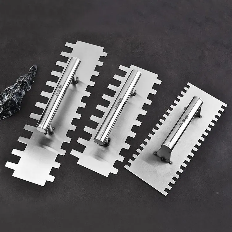 抹泥刀大号加长锯齿抹子铺贴批灰刀瓷砖胶刮浆拉槽尖方不锈钢油漆