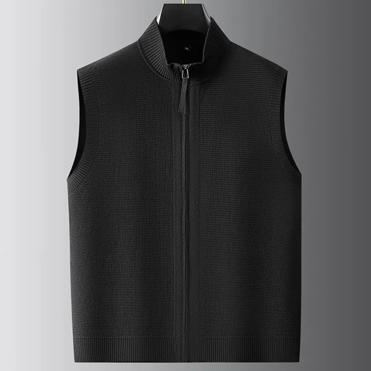 秋冬新款大码针织商务轻奢洋气老钱风马甲7350冬季加绒保暖毛衣