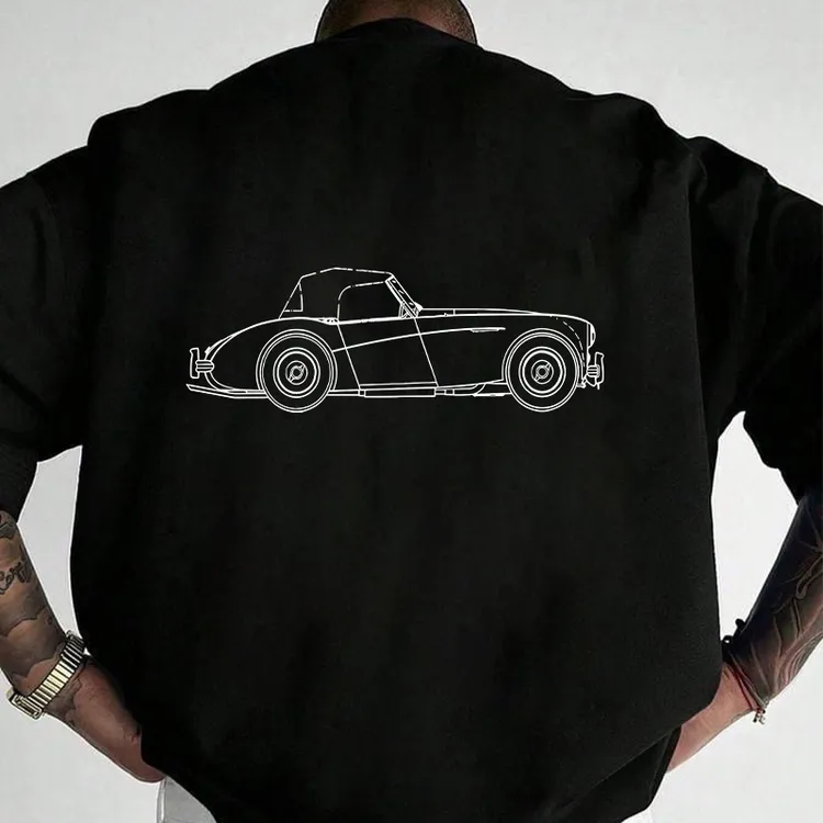 MG-B敞篷老爷车汽车文化创意线稿T夏季男士休闲运动短袖印花t恤