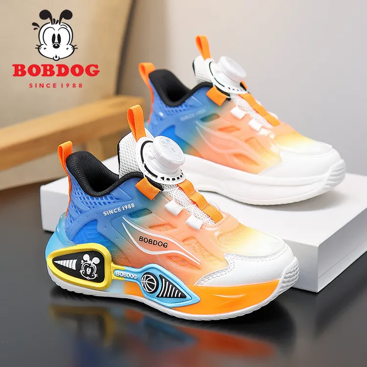 Bobdog/巴布豆男童篮球鞋2025春秋新款中大童网面透气儿童运动鞋