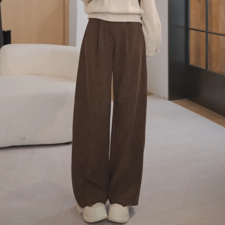 余紫绮【繁花】时尚美拉德复古休闲裤女YA2588016