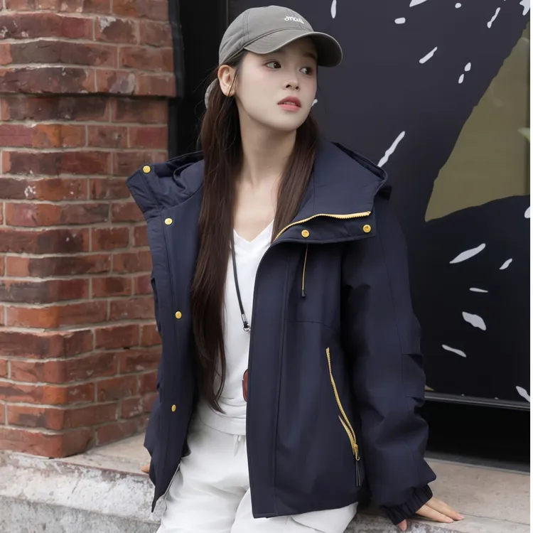 雅鹿新款软壳派克服户外90白鸭绒羽绒服女装百搭外套连帽防风保暖