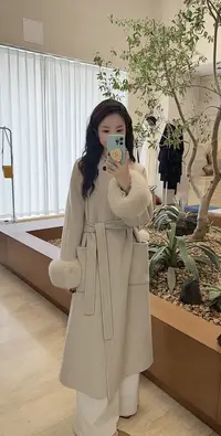 【鞠子JuZi】19621“暖阳邂逅”高级感袖口毛毛双面羊毛大衣（长约116）