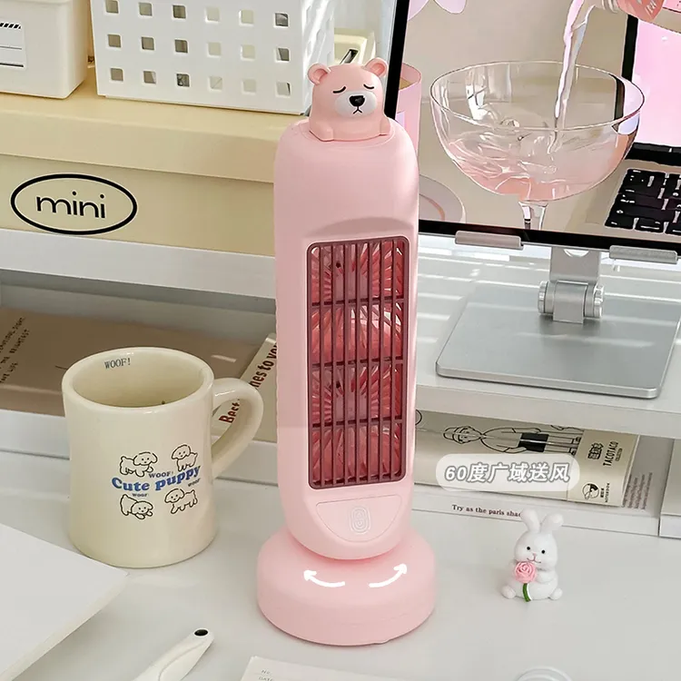 夏季小风扇usb充电可爱小熊旋转静音风扇学生宿舍桌面小型便携k