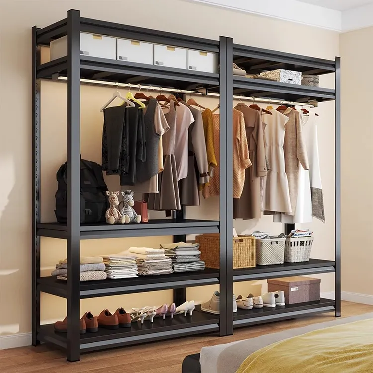 【双节价】货架衣柜家用落地置物架卧室衣帽架钢制开放式出租屋衣柜