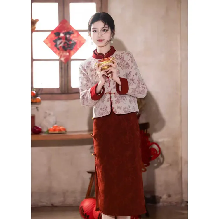 锦绣  冬款新中式敬酒服拜年服日常简约百搭中长改良旗袍