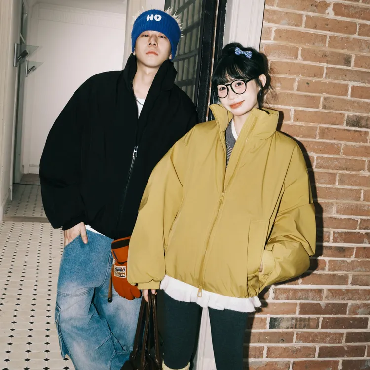 lemanism美式潮流休闲纯色宽松情侣保暖夹克冬天加厚棉服外套